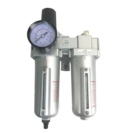 All Tool Depot 3/4" NPT HEAVY DUTY 2 Stages Filter Regulator Lubricator Oiler Combo Piggyback (AUTO DRAIN) FRL726NA